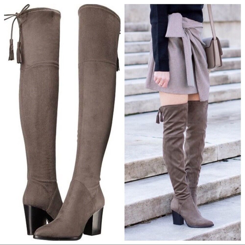 Mark Fisher Alinda Over the Knee Gray Suede Boot
